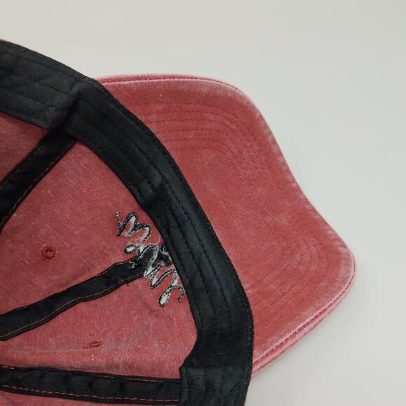 Wine Note? Women's Slideback Hat Red Embroidered Text One Size Cotton - Picture 10 of 11